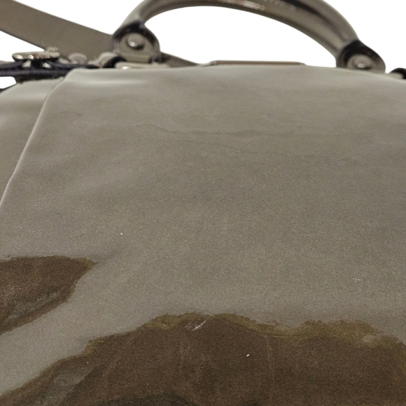 Coach 2011 Madison Patent Leather Sophia Satchel Bag In Green And Gunmetal - Picture 11 of 16